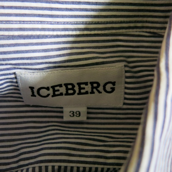 ICEBERG Long Sleeve Button Down Stripe Shirt Sz 39 - Picture 5 of 5